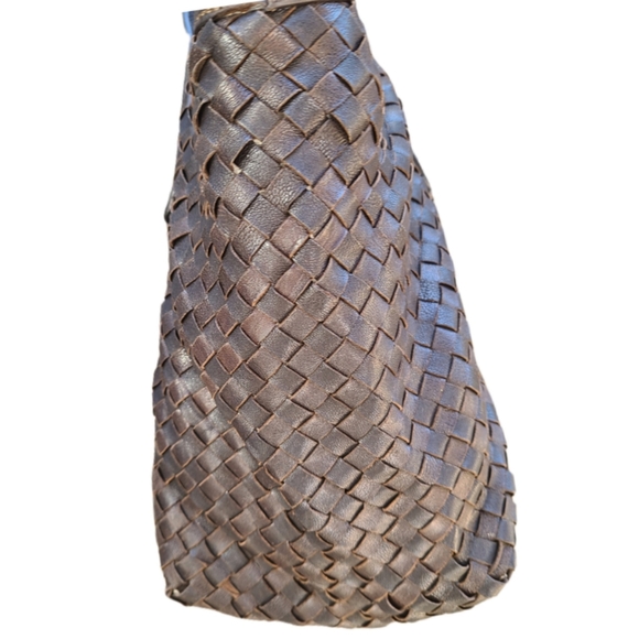 VINTAGE FRANCESCO BIASIA DISTRESSED BROWN LEATHER TOTE BAG - Picture 5 of 6